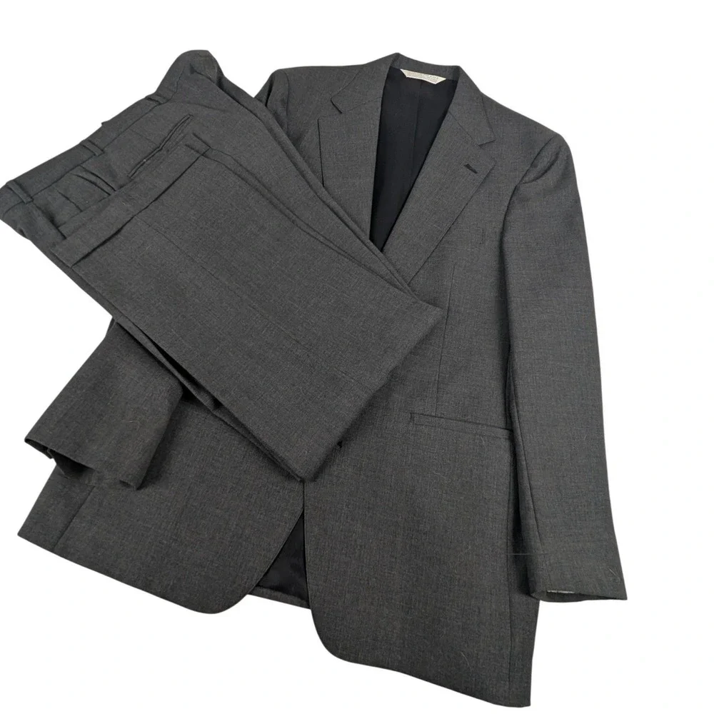 John‎ Farley Clothiers Mens Grey Two Button Suit 41R Made in USA Professional